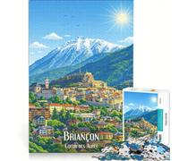 Rompecabezas de 1000 Piezas Affiche Briançon Coeur Alpes | 75x50cm El corte de precisión es difícil y supone un reto debido al encaje perfecto de las piezas de forma irregular.