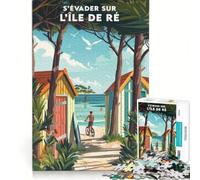 Rompecabezas de 1000 Piezas Affiche ILE De Ré S'évader, Juego Imposible, Corte de precisión, con Piezas de Formas aleatorias Que encajan Perfectamente 38x26cm