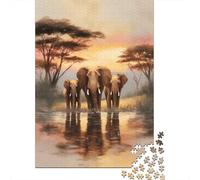 Rompecabezas De 1000 Piezas - African Elephant Family Rompecabezas para Adultos Juguetes De Bricolaje Oferta De Decoración Perfecta como Regalos para Toda La Familia 52x38cm/1000pcs