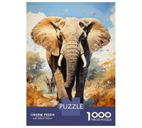 Rompecabezas De 1000 Piezas - African Elephant Painting Rompecabezas para Adultos Juego De Ingenio Desafío Difícil Regalos para Reducir El Estrés 38x26cm/1000pcs