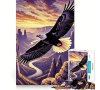 Rompecabezas de 1000 Piezas Águila Calva Volando sobre un cañón Diseño Limpio Decoración Juego para ejercitar la Mente Regalo Ideal para Momentos de Tranquilidad Regalo de cumpleaños Arte (38x26cm)