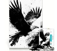 Rompecabezas de 1000 Piezas Águila en Vuelo en Blanco y Negro,articulaciones afiladas,Juego de lógica,Juego Relajante,Regalo Divertido de Navidad (50x75cm)
