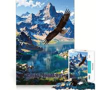 Rompecabezas de 1000 Piezas Águila Volando en Las Montañas Rocosas Pieza de Corte Limpio Desafío Mental Juguete Tiempo de Calma Divertido Obra de Arte navideña (50x75cm)