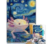 Rompecabezas de 1000 Piezas Ajolote con Cerveza Noche Estrellada para Adolescentes Ideal para aliviar el estrés desafío difícil decoración única para el hogar y Regalos 38x26cm