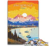 Rompecabezas de 1000 Piezas Alaska Anchorage Travel para Adultos y Adolescentes, Juguete Educativo, Divertido Juego Familiar, decoración única para el hogar (38x26cm)