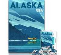 Rompecabezas de 1000 Piezas Alaska Travel Poster, Rompecabezas de 1000 Piezas para Adultos y Adolescentes, para Juegos educativos, desafío, colección de Artistas, Bellas Artes, 26x38cm