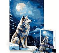 Rompecabezas de 1000 Piezas Alaska Wolf Snow Pixel Art para agudeza Mental, relajación y diversión Bordes Suaves Regalo Ideal (50x75cm)