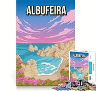 Rompecabezas de 1000 Piezas Albufeira Portugal Puesta de Sol Playa Arte Algarve Costa Estampado Viajes Borde Fino Manualidad Rompecabezas Lógico Juego Ocio Tiempo de Juego Regalo Divertido