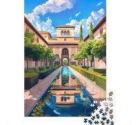 Rompecabezas De 1000 Piezas Alhambra Palace Courtyard-2 Rompecabezas para Adultos Juguete Decoración De Pared Regalo De Cumpleaños Cumpleaños Y Navidad 38x26cm/1000pcs