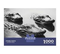 Rompecabezas De 1000 Piezas Alligators in Water, Black and White Rompecabezas para Adultos Juego Práctico para Aliviar El Estrés Cumpleaños Y Navidad 38x26cm/1000pcs