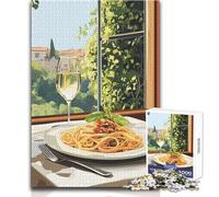 Rompecabezas de 1000 Piezas Almuerzo Italiano Junto a la Ventana, Juego Educativo y Divertido de Actividades de Aprendizaje, Cualquier ocasión, tamaño 50x75cm