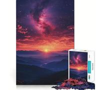 Rompecabezas de 1000 Piezas Amanecer sobre Las montañas con Galaxia para Adolescentes Recuerda, Mejora, Calma, Mente Clara, Arte Coleccionable 50x75cm