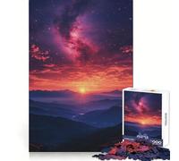 Rompecabezas de 1000 Piezas Amanecer sobre Las montañas con Galaxia para Adolescentes Recuerda, Mejora, Calma, Mente Clara, Arte Coleccionable 50x75cm