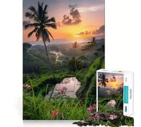Rompecabezas de 1000 Piezas Amanecer Tropical sobre terrazas, diseño de Bordes definidos, Juego cognitivo, Juguete Divertido y fácil de Usar, (38x26cm)