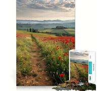 Rompecabezas de 1000 Piezas Amapolas Rojas de la Toscana para Adolescentes Juguete Intelectual para la relajación Mental Corte de Calidad Regalo Ideal para Las Fiestas (50x75cm)