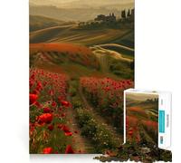 Rompecabezas de 1000 Piezas Amapolas Rojas de la Toscana para Adolescentes, Que estimula la Memoria y Ayuda a Relajarse Un diseño Sorprendente y Divertido (38x52cm)