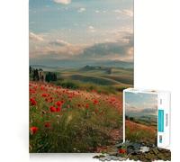 Rompecabezas de 1000 Piezas Amapolas Rojas de la Toscana para Adultos Ideal para estimular la Memoria, Relajarse y Jugar con Rompecabezas Corte Suave Regalo de cumpleaños (50x75cm)