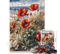 Rompecabezas de 1000 Piezas Amapolas Rojas Junto al Mar para Adultos Ayuda a Mejorar la Memoria y Calma la Mente Diseño, Montaje y Regalo Creativo (38x26cm)