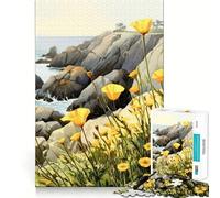 Rompecabezas de 1000 Piezas Amapolas y Océano para Adolescentes Juguete de lógica con Forma de Tren para aliviar el estrés Corte Suave Regalo Memorable (38x52cm)