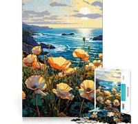 Rompecabezas de 1000 Piezas Amapolas y Océano para Adolescentes Mejora la Memoria Fácil de Usar Ocio Corte Firme Decoración de Pared (38x52cm)