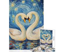 Rompecabezas de 1000 Piezas Amor de cisnes bajo un Cielo Estrellado para Adultos Juego de ingenio Difícil Toda la Familia (tamaño 50x75cm)