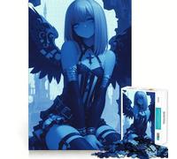 Rompecabezas de 1000 Piezas Ángel Azul con Alas,Chica Anime,Arte de Ajuste, Actividad de Juego Inteligente,Juego Divertido para Tiempo Libre,Regalo de Cumpleaños 38x26cm
