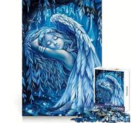 Rompecabezas de 1000 Piezas Ángel Dormilón en Resplandor Azul para Adultos Mejora la Memoria Alegría Familiar Diseño para armar Elige tu Deseo de Papá Noel 38x52cm