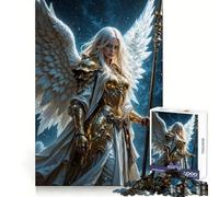 Rompecabezas de 1000 Piezas Ángel Guerrero Alado con Armadura Dorada para Adolescentes Ideal para ejercitar la Mente, Relajarse y Disfrutar del Invierno (38x52cm)
