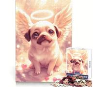 Rompecabezas de 1000 Piezas Angel Pug con Halo y Alas para Adolescentes Ideal para Relajarse y divertirse Fiestas (50x75cm)