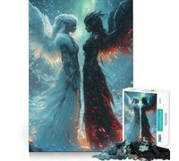 Rompecabezas de 1000 Piezas Ángel vs Demonio para Adultos Juego de concentración Mental, Corte láser Actividad Nocturna Divertida para Toda la Familia (50x75cm)