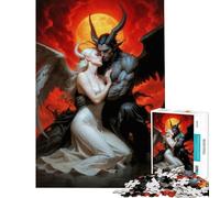 Rompecabezas de 1000 Piezas Ángel y Demonio abrazados Juguetes adictivos para Cultivar la Paciencia Juegos Divertidos Decoración Perfecta Regalo de cumpleaños (Tamaño 50x75cm)