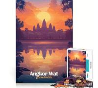 Rompecabezas de 1000 Piezas Angkor Wat al Atardecer,Juguete Que desafía la Mente,Troquelado de Alta precisión,Divertido Reto para Pasar el Tiempo (38x26cm)