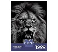Rompecabezas De 1000 Piezas Angry Lion Black and White Rompecabezas para Adultos Juego Familiar Mejora La Memoria Oferta como Regalo para Toda La Familia 52x38cm/1000pcs