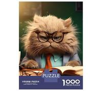 Rompecabezas De 1000 Piezas Angry Teacher Cat Glasses Rompecabezas Juguetes Antiestrés Decoración De Pared Cumpleaños Y Navidad 38x26cm/1000pcs