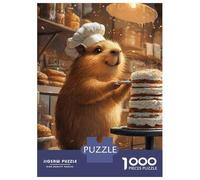 Rompecabezas De 1000 Piezas Animal Capybara Chef Decorating Cake Cat Rompecabezas para Adultos Juguete Decoración De Pared Regalo De Cumpleaños Cumpleaños Y Navidad 38x26cm/1000pcs