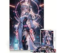Rompecabezas de 1000 Piezas Anime CyberGirl Neon Dream para Adultos Diseño lógico, Suave y fácil de Usar Festivo (50x75cm)