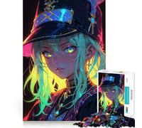 Rompecabezas de 1000 Piezas Anime Girl Electric Gaze para Adolescentes Actividad Divertida para estimular la Mente,de Alta precisión y para Relajarse (38x26cm)