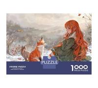 Rompecabezas De 1000 Piezas Anime Girl Fox Winter Scene Rompecabezas para Adultos Juego Práctico para Aliviar El Estrés Cumpleaños Y Navidad 52x38cm/1000pcs