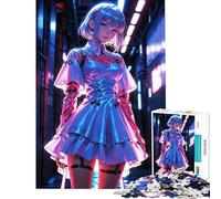 Rompecabezas de 1000 Piezas Anime Girl Neon Rococo Actividades Divertidas en casa Desafío difícil Juguetes antiestrés para Mayores de 14 años (38x26cm)