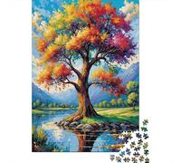 Rompecabezas de 1000 Piezas Árbol Arcoíris Otoño Colorido, Papel Reciclado Regalo Divertido Actividad Hogar +12 Años 52x38cm/1000pcs