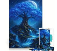 Rompecabezas de 1000 Piezas Árbol Azul Místico y Cascadas para Adolescentes Ayuda a Mejorar la Memoria Diseño Divertido y Relajante Regalo Elegante (38x52cm)