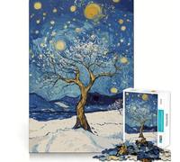 Rompecabezas de 1000 Piezas Árbol bajo una Noche Estrellada Diseño de Corte preciso Decoración Juego Mental Regalo Ideal para Relajarse Actividad de cumpleaños (50x75cm)