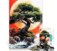 Rompecabezas de 1000 Piezas Árbol Bonsái bajo la Luna Roja,Paisaje Japonés Diversión con articulaciones precisas,Actividad Cerebral Inteligente,Entretenimiento Relajante,Regalo de cumpleaños 38x52cm