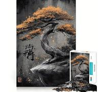 Rompecabezas de 1000 Piezas Árbol bonsái en el Borde de un acantilado Decoración de Ajuste Perfecto,Regalo Que estimula la Mente,Juego de Paz,Pieza de Arte navideña 38x52cm