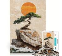 Rompecabezas de 1000 Piezas Árbol bonsái japonés Tradicional sobre una Roca, diseño de Bordes Finos, Ideal para ejercitar la Mente, Relajarse y Disfrutar de la Navidad Regalo artístico (50x75cm)