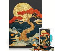 Rompecabezas de 1000 Piezas Árbol Bonsái sobre Luna Dorada,Bordes Sin Bordes,Juego Divertido para Estimular la Mente,Tiempo de Entretenimiento,Regalo de Arte Navideño 50x75cm