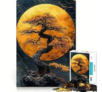 Rompecabezas de 1000 Piezas Árbol Bonsái y Luna,Bordes Sin Bordes,Juego Divertido para Estimular la Mente,Tiempo Libre de Diversión,Regalo de Arte Navideño 38x26cm