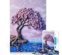 Rompecabezas de 1000 Piezas Árbol de Cerezo Junto al Agua,diseño artístico de Corte preciso,Juguete de construcción,Ideal para Relajarse y divertirse en cumpleaños (38x26cm)