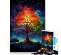 Rompecabezas de 1000 Piezas Árbol de la Vida Galaxia Cósmica Borde Juego Cognitivo Diversión Juego Lento Diversión Arte Navideño Exhibición (38x26cm)