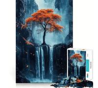 Rompecabezas de 1000 Piezas Árbol de otoño,Cascada,Piezas articuladas,diversión cognitiva,Juego Relajante,diversión para cumpleaños,Juego artístico (38x26cm)